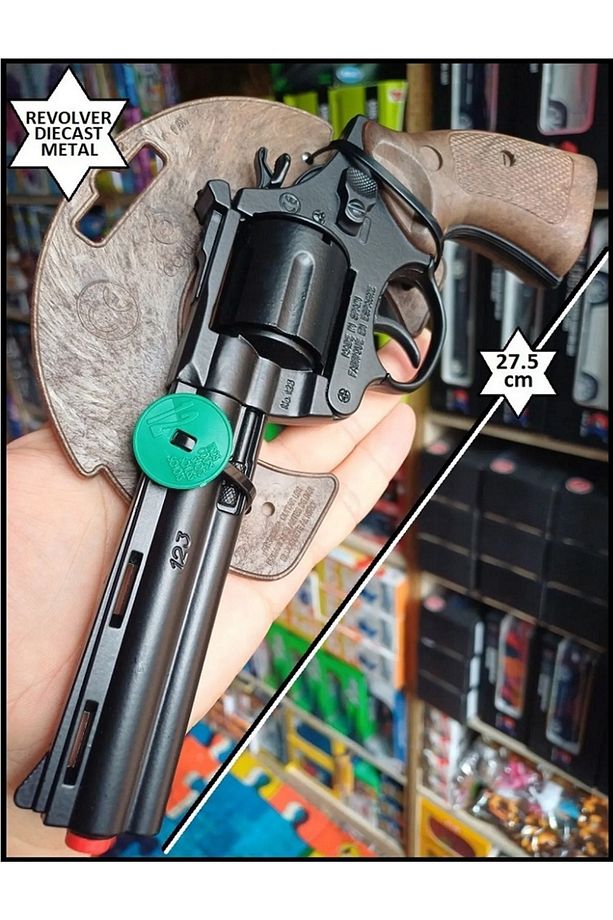Kapsül Revolver Tabanca Açılır Toplu Oyuncak Silah 27cm Ispanya Rewolver Full Demir - 6