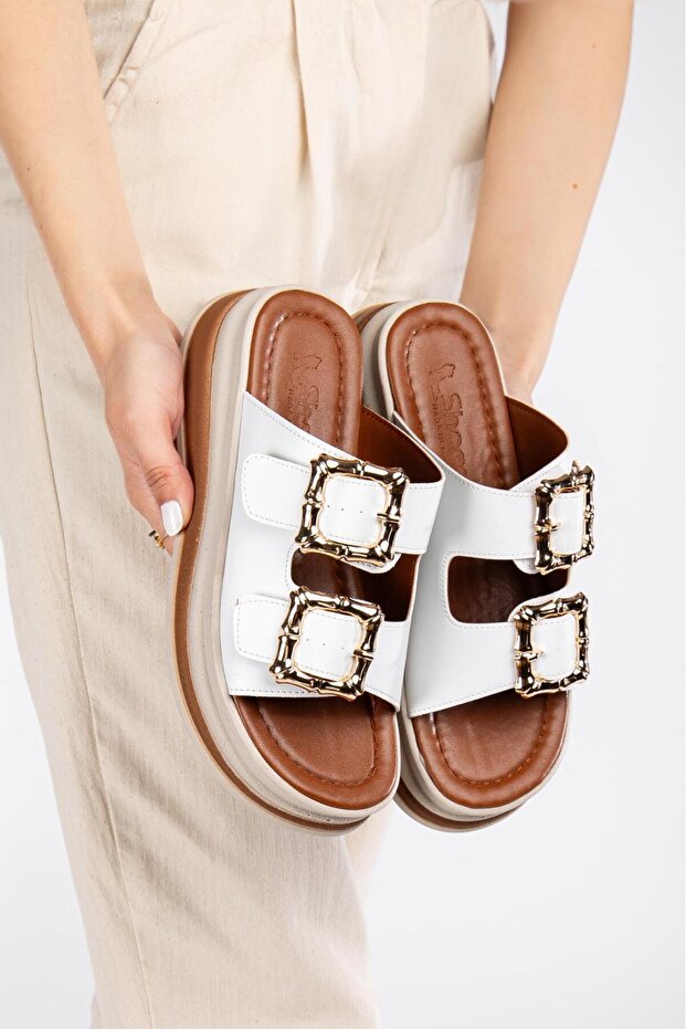 Daily Women's Slippers Double Buckle Soft Comfortable Orthopedic