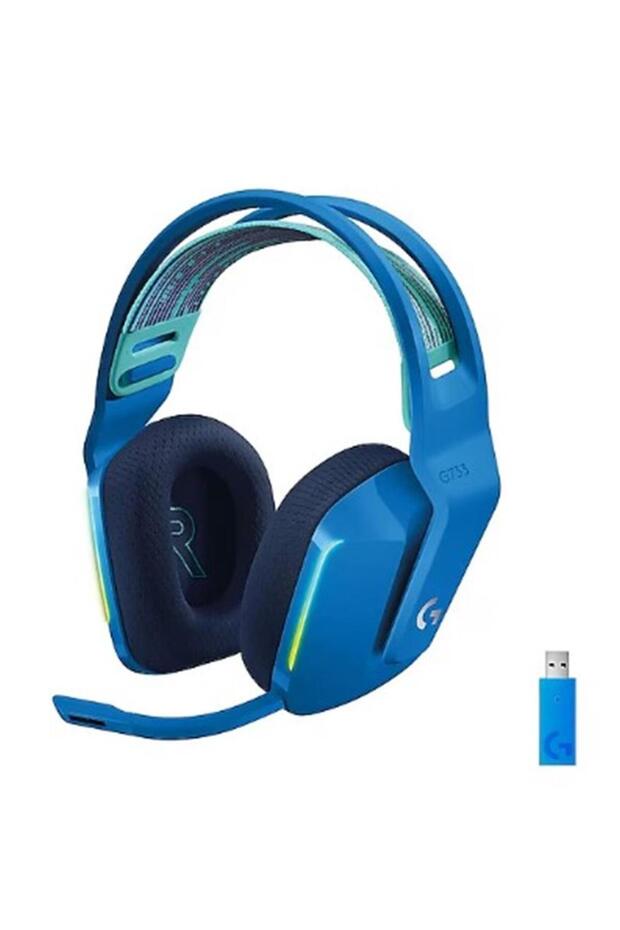 سماعة الألعاب اللاسلكية Lohitech data-y309 981-000943 G733 باللون الأزرق 7.1 محيطية مع إضاءة RGB وميكروفون