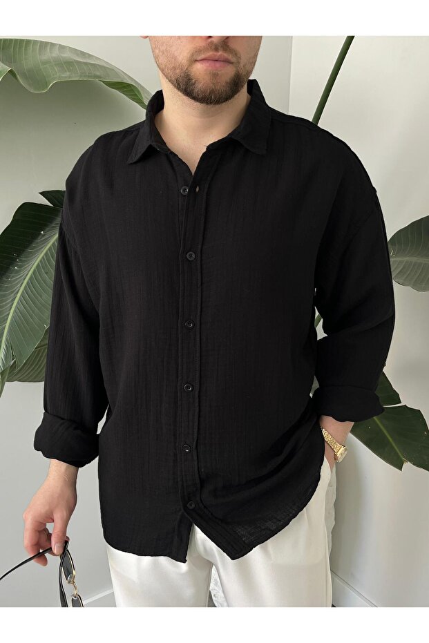 Müslin Oversize Gömlek - 1