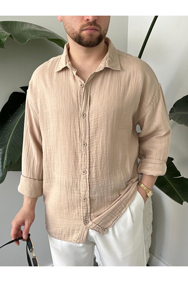 Müslin Oversize Gömlek - 1