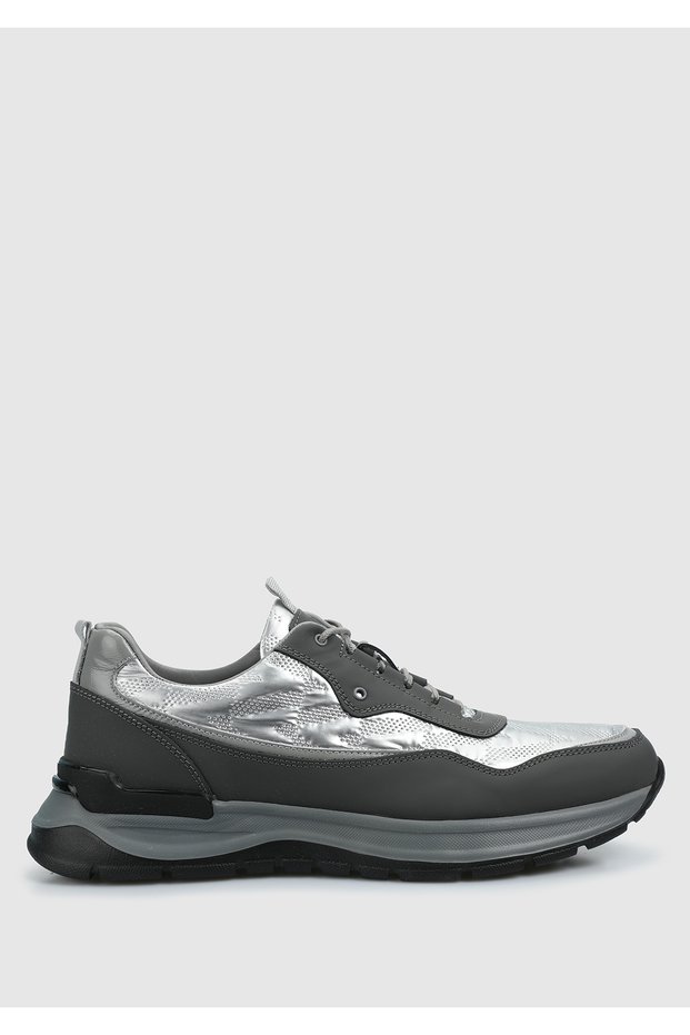 Gri Deri Erkek Sneaker