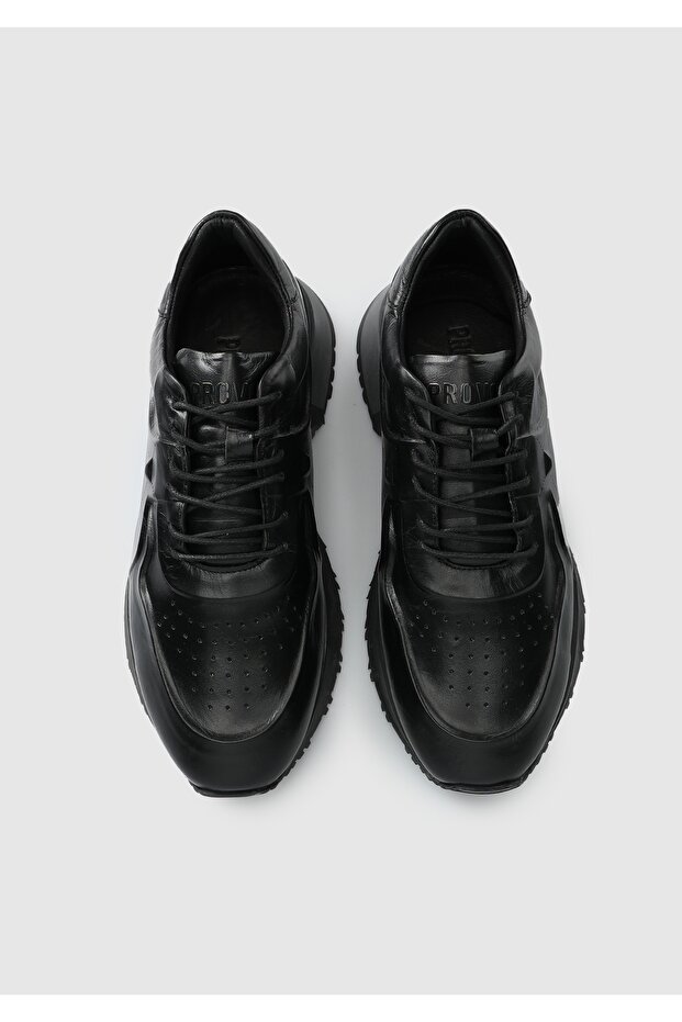 Siyah Deri Erkek Sneaker - 5