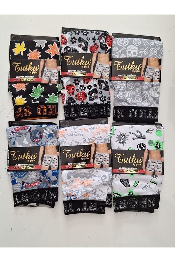 TUTKU 5'li Erkek Desenli Likralı Pamuklu Boxer - 3