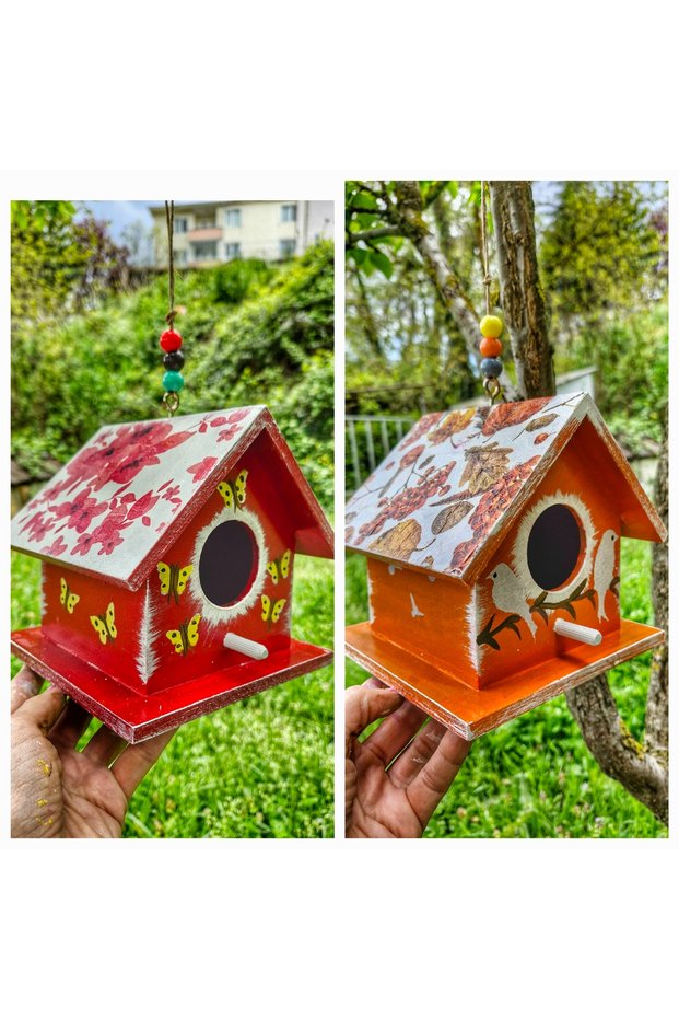 2 Pcs, 16 16 16 Cm, Wooden Bird's Nest, Garden/Balcony Decoration