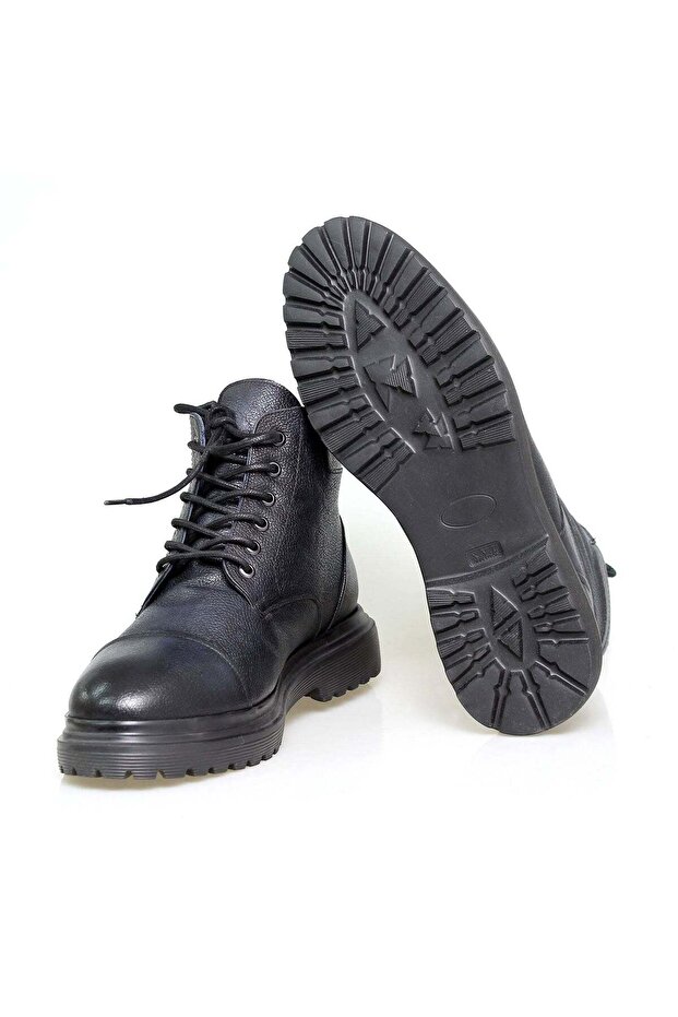 LACİVERT HAKİKİ DERİ BAĞCIKLI ERKEK BOT - 3