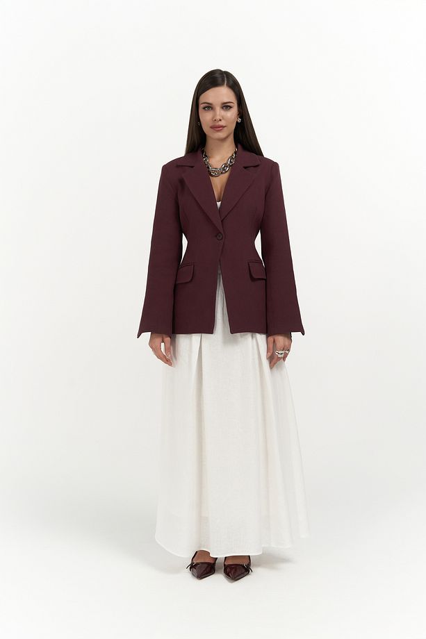 Anisah Belden Oturmalı Bordo Blazer - 3