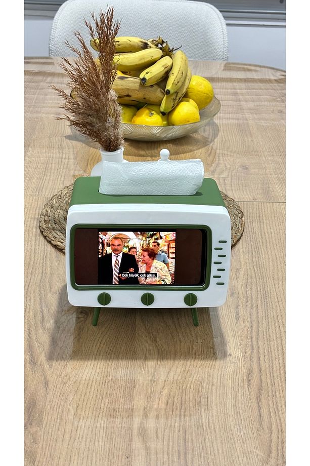 Masa üstü peçetelik , TV Şekilli peçete kağıt mendil kutusu , Cep Telefonu Tutuculu peçetelik - 3