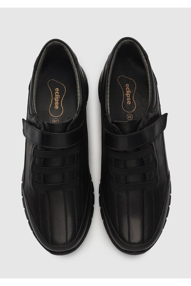 Siyah Deri Kadın Ayakkabı - 5