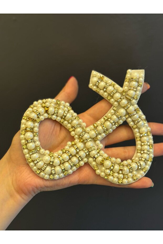 Zircon Stone Pearl Arma Sewing Applique Accessory 12X12 cm