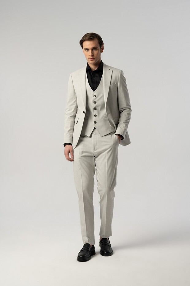 Slim Fit Gray Suit Pants Vest Jacket 8012-441