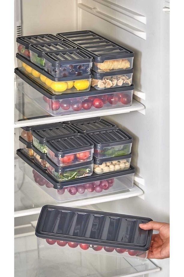 5'LI Set Mikrodalga Ve Buzdolabı Saklama Kabı - Buzdolabı Organizeri 1x1000ml,1x2500ml, 3x250ml - 4