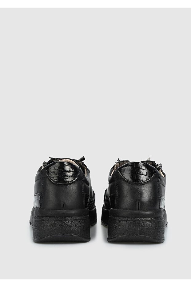 Siyah Deri Kadın Ayakkabı - 4