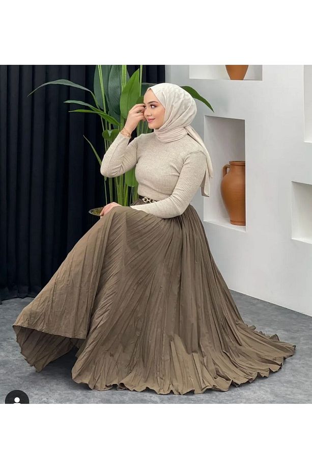 KIRIŞIK MODELLİ LÜKS MODA ETEK - 1