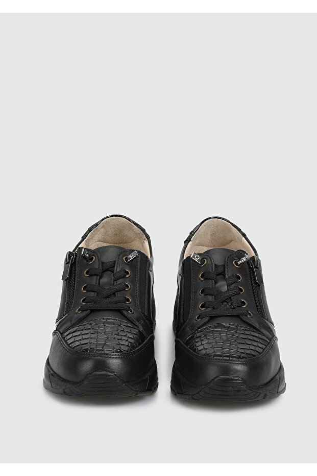 Siyah Deri Kadın Ayakkabı - 3