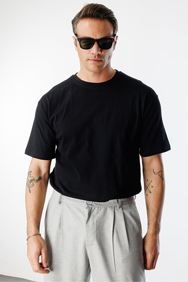 Men's Oversize Fit 100% Organic Cotton Crew Neck T-Shirt Oversize-Men'S-T-Shirt