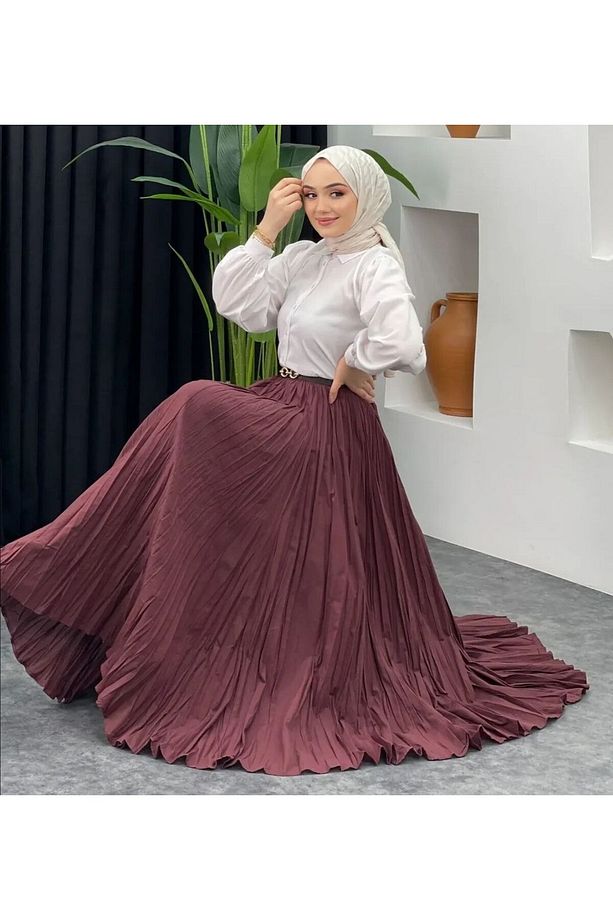 KIRIŞIK MODELLİ LÜKS MODA ETEK - 1