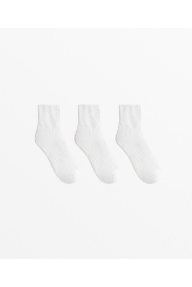3-Piece Cotton Seamless Throat Rubber Braided Knitwear Sports (Ankle Booties) Socks