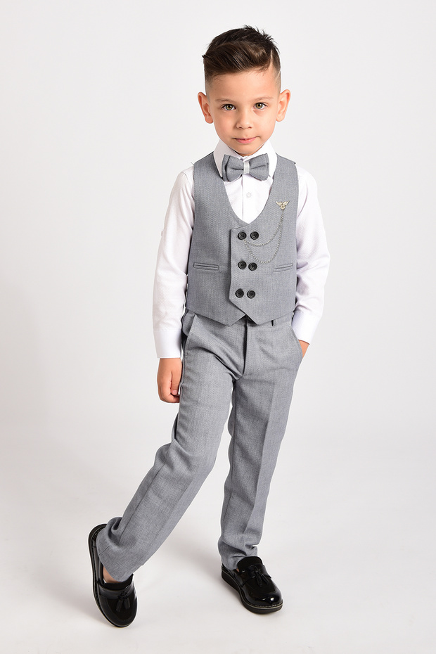 Boys' Tuxedo Suit Set with Vest and Bow Tie