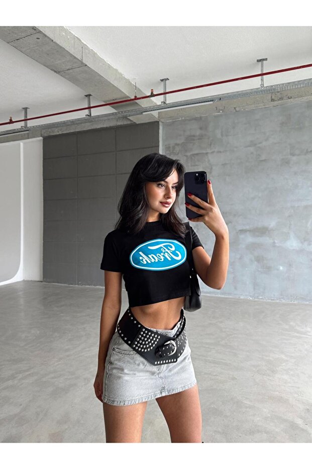 Freak Baskılı Crop Basic - 5