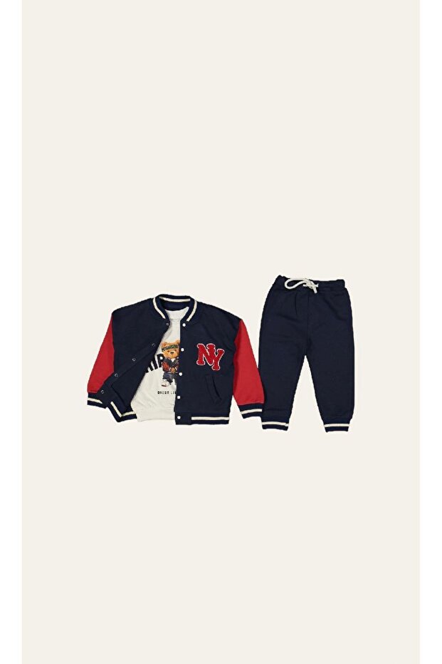 Necix's Ny Embroidered Navy Blue Boy Suit 233230