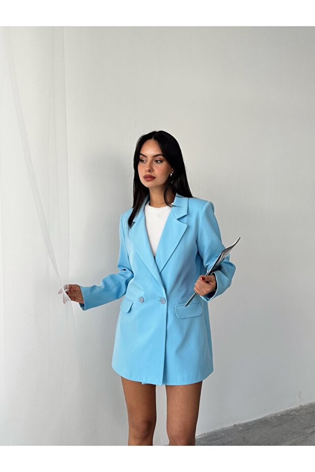 Double Button Oversize Blazer - 2