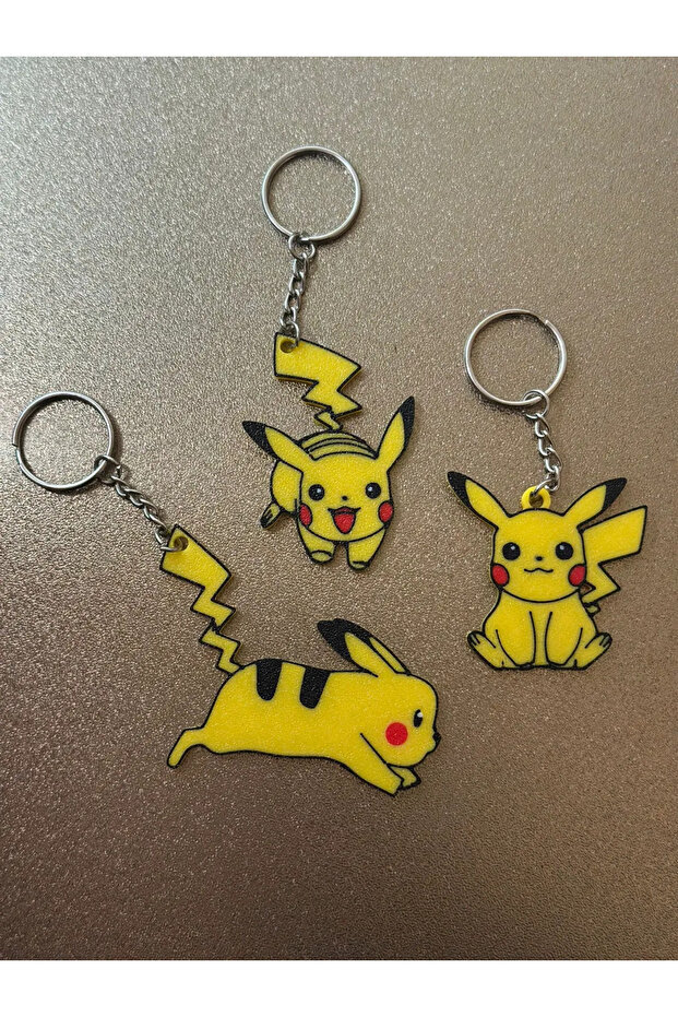 Pokemon Pikachu 3-Piece Keychain Set, Car Ornament, Gift, Keychain
