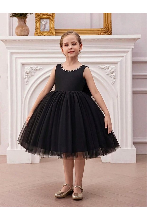Pearl Detail Tulle Dress