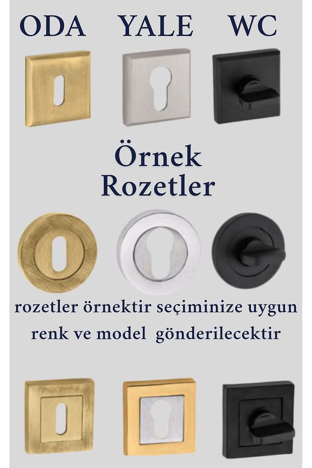 Yalı Koleksiyonu Kare Rozetli Alüminyum Kapı Kolu (Oda/Yale/WC) Mat Altın - 3
