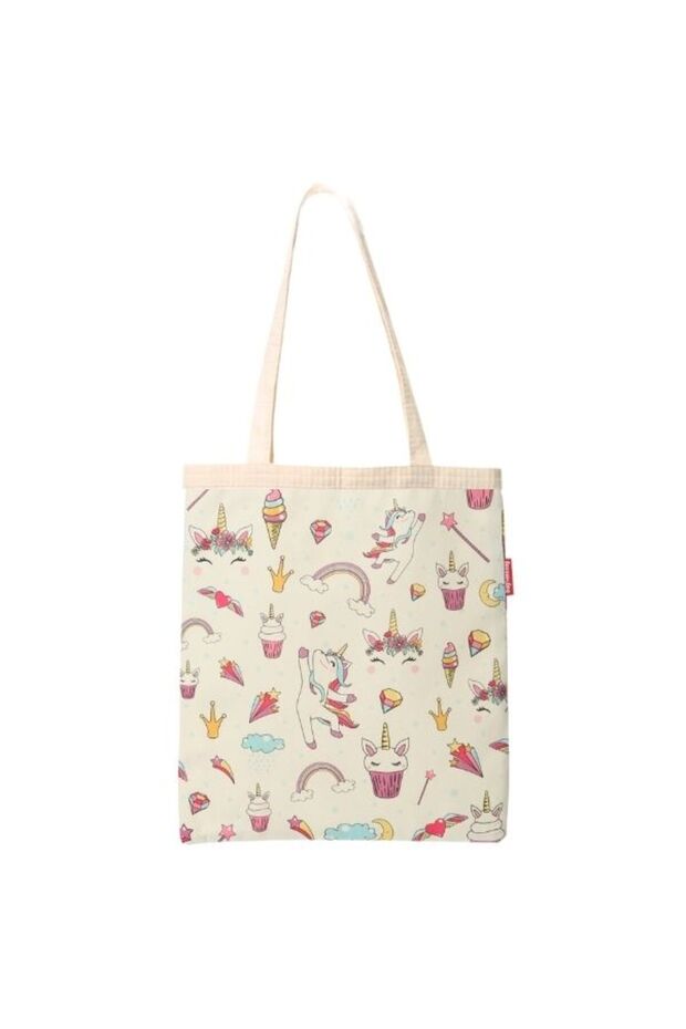 Sevimli Boynuzlu At Baskılı Bez Çanta - 6