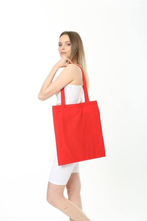 Baskısız Kırmızı Bez Çanta - 7