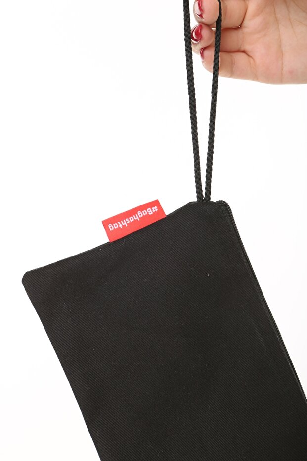 Siyah Clutch Bez Çanta - 7