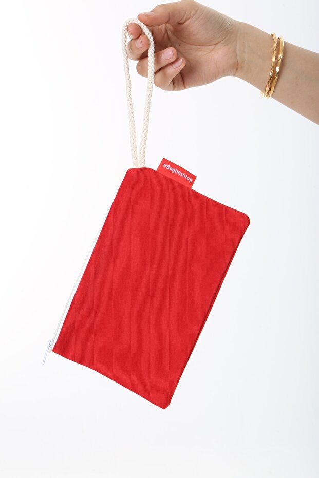 Kırmızı Clutch Bez Çanta - 2