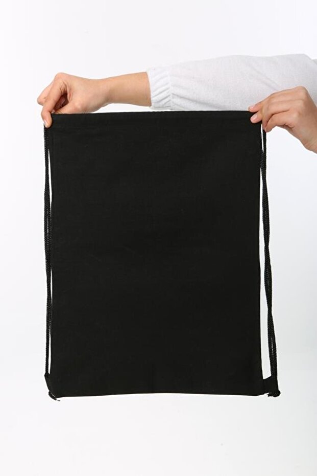 Hands on Face Printed Drawstring Black Backpack - 3