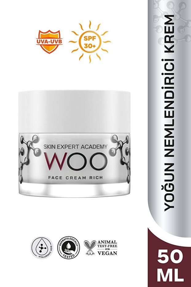 Face Cream Rich Intense Moisturizing Face Cream with Sun Protection SPF30 50ml UVA-UVB