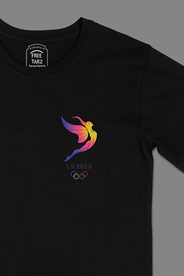 Olympic Logo Pocket Design Black T-Shirt
