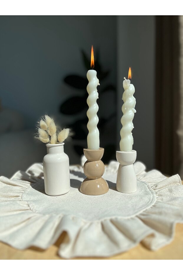 Dekoratif 3 lü vazo şamdan seti - 1