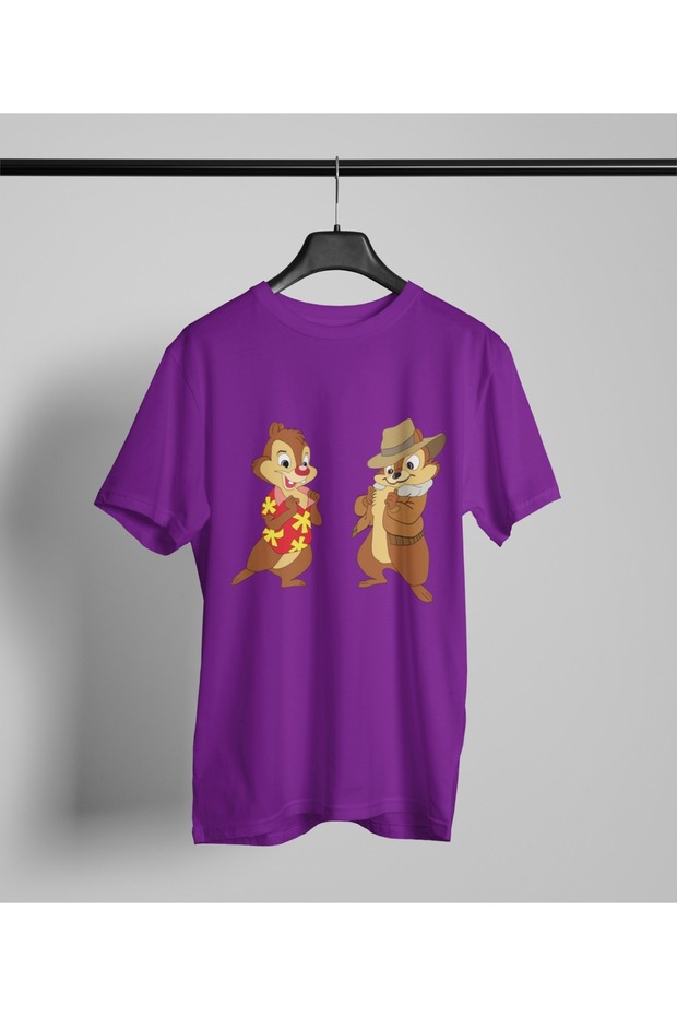 Children/Men/Women Squirrels Transfer Printed Round Neck Short Sleeve Tee