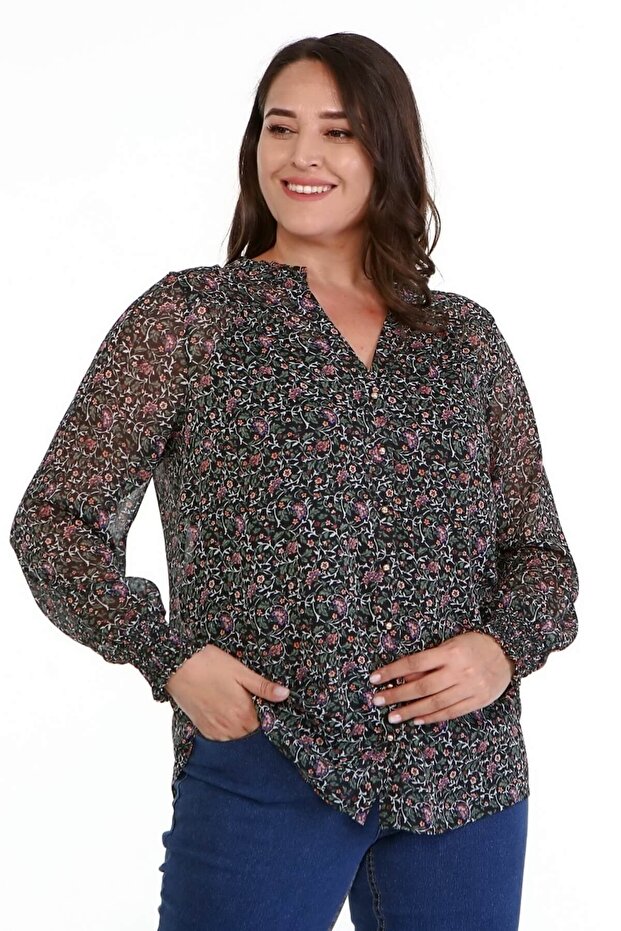 قميص شيفون منقوش - 3