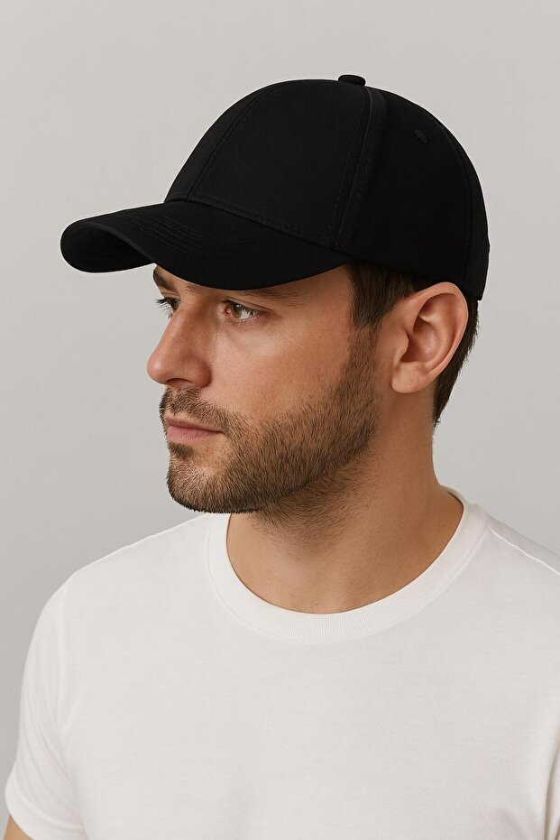 Unisex Basic 2-Piece Adjustable Hat Baseball Cap Red-Black - 3