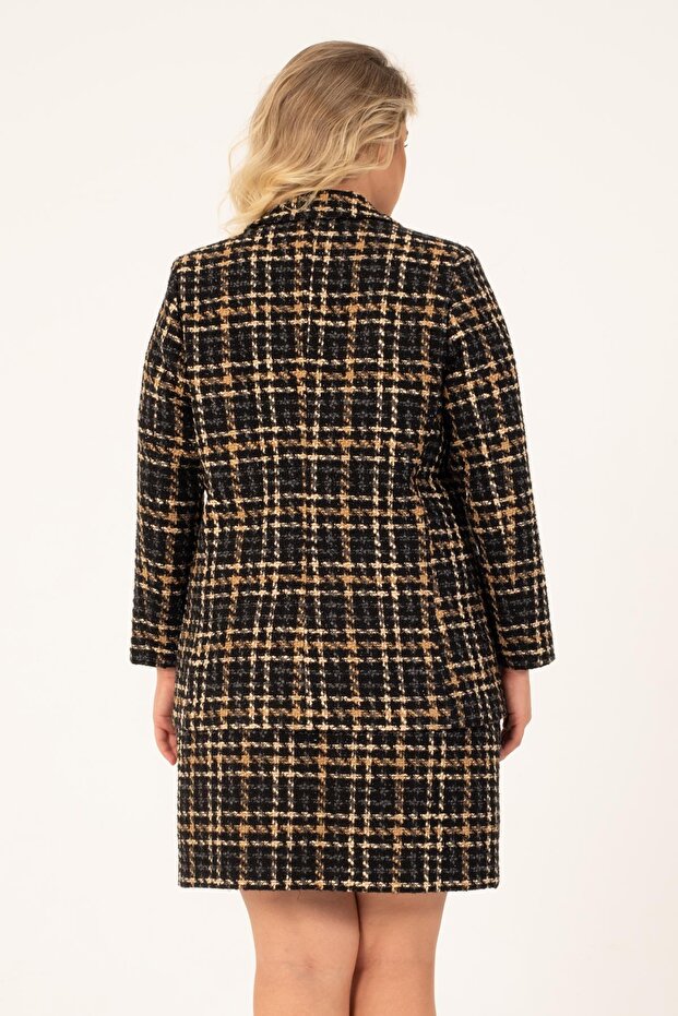 سترة مبطنة من التويد مزدوجة الصدر - 5