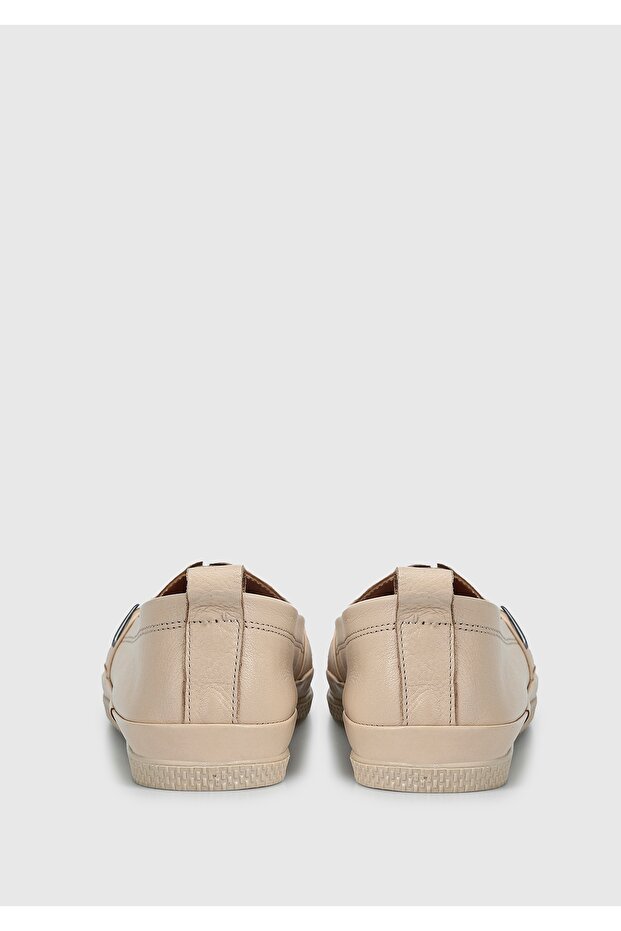 Bej Deri Kadın Ayakkabı - 4