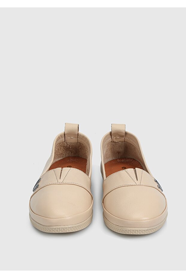 Bej Deri Kadın Ayakkabı - 3
