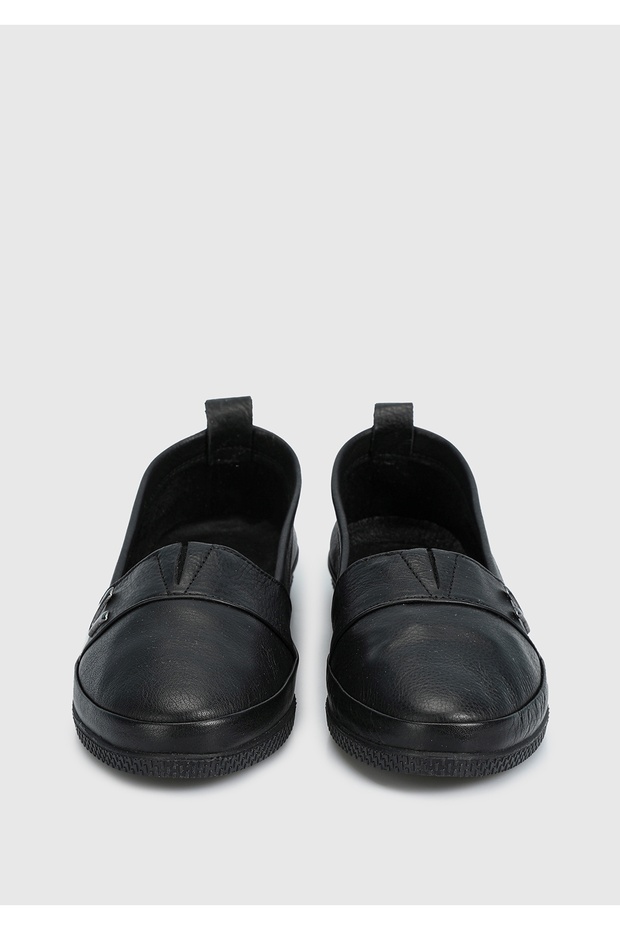 Siyah Deri Kadın Ayakkabı - 3