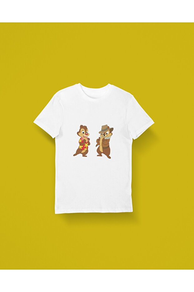 Children/Men/Women Squirrels Transfer Printed Round Neck Short Sleeve Tee