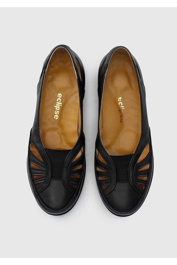 Siyah Deri Kadın Ayakkabı - 5