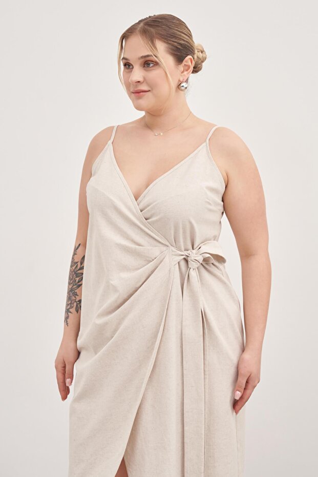 Keten Anvelop Elbise - 7