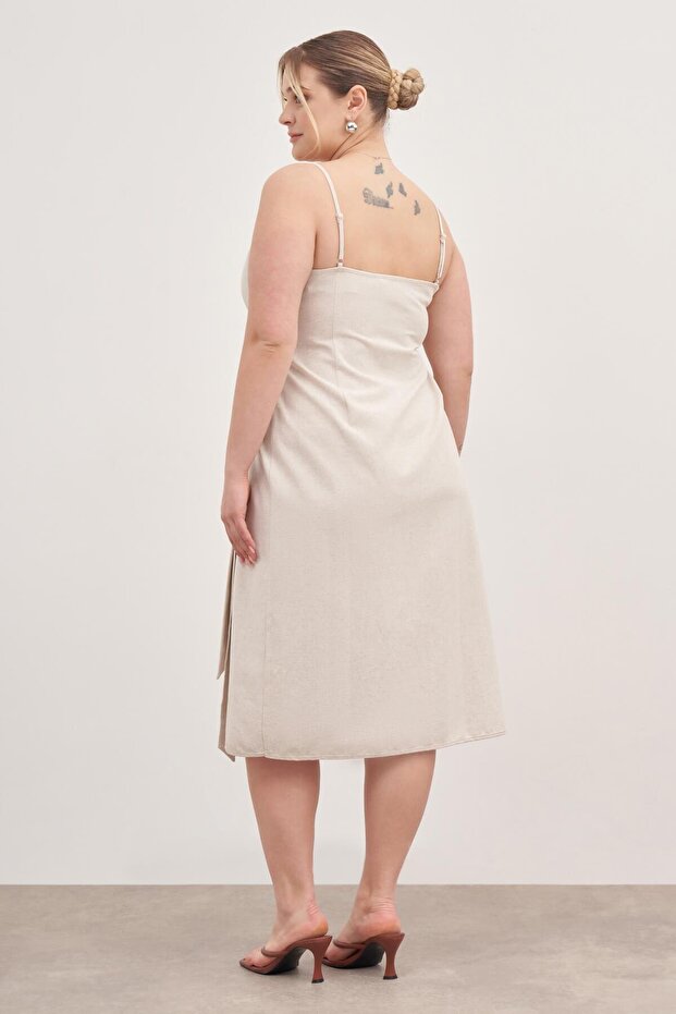 Keten Anvelop Elbise - 8