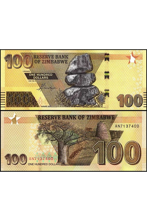 ZİMBABWE 100 DOLAR 2020, P#106, ÇİL, ESKİ YABANCI KAĞIT PARA - 1