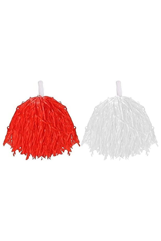 23 April Celebration Show Pompom - Red - White Show Pompoms